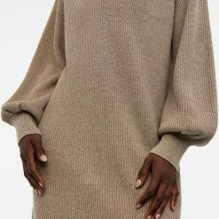 Beste Verkoop 😉 Object Jurk Objmalena L/s Knit 👗 Dress Noos 23035775 Fossil/melange Dames Maat - L 🎉 -dameskleding Verkoop 550x825 551