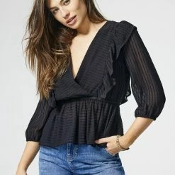 Beste Verkoop 🤩 ONLY ONLLONDON 3/4 RUFFLE TOP NOOS WVN Dames Top - Maat M ⭐ -dameskleding Verkoop 550x825 568