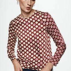 Coupon 🧨 Mango Blouse Bedrukte Satijnen Blouse 37087768 78 Dames Maat - M 🛒