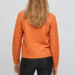 Beste Verkoop 😀 Vila Trui Viella O-neck L/s Cable Knit Top/su 14075497 Burnt Orange/melange Dames Maat - M ❤️ -dameskleding Verkoop 550x825 658