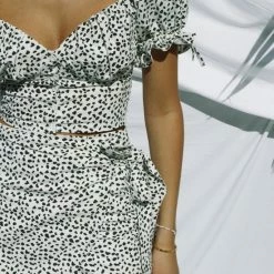 Beste Pirce 🛒 Merkloos Chouete Club White Cropped Dotted Top 👏 -dameskleding Verkoop 550x825 8