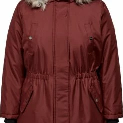 Flash-uitverkoop 😉 Only Carmakoma Carirena Parka/jas Bordeaux Rood Maat M 46/48 ✔️