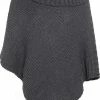 Kopen 🎉 Knit Factory Nicky Gebreide Dames Poncho - Antraciet - One Size - Met Opstaande Kraag 🤩